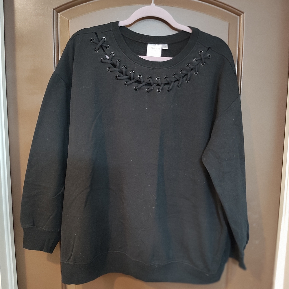 Torrid Super Soft Fleece Black Lace-Up Sweatshirt 2 Women's